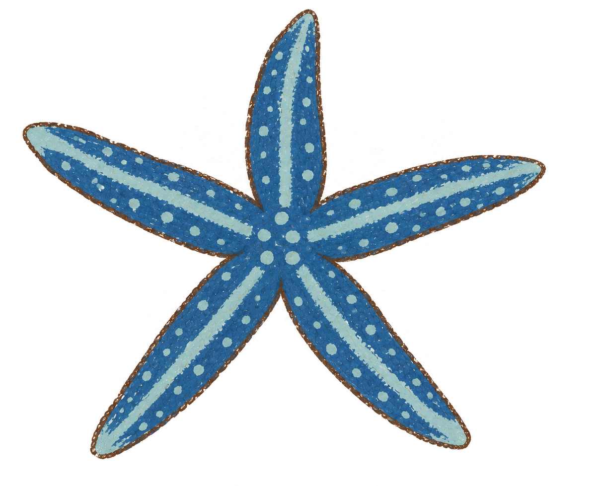 Blue sea star, original illustration
