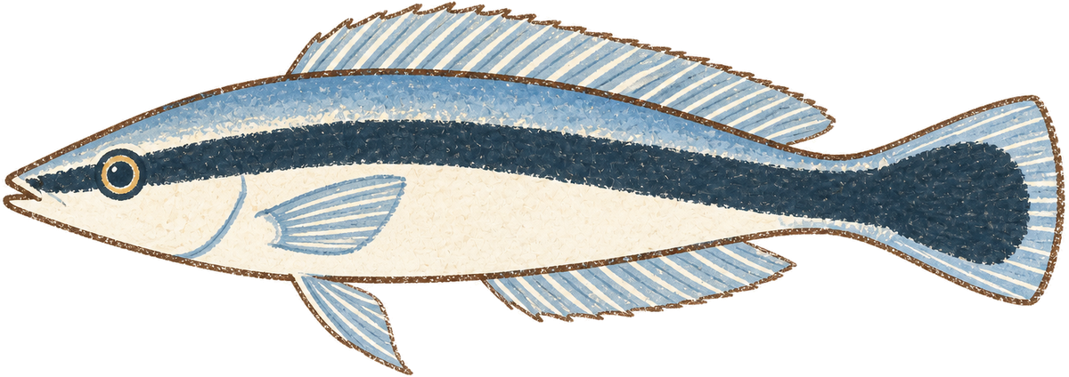 Bluestreak cleaner wrasse, original illustration