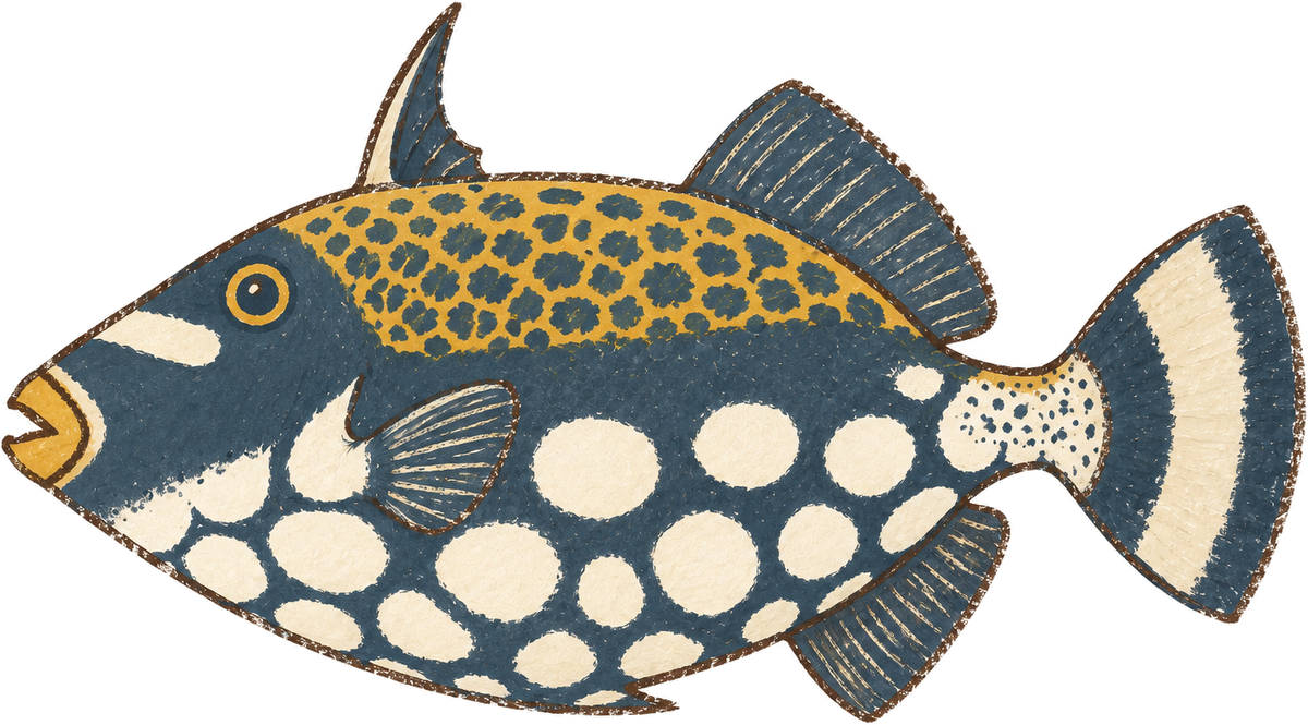 Clown triggerfish, original illustration