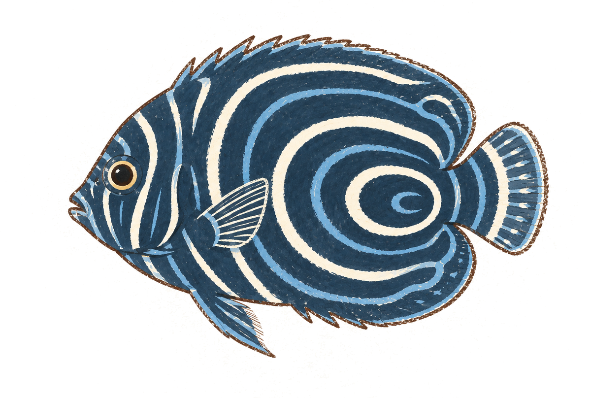 Emperor angelfish · Juvenile, original illustration