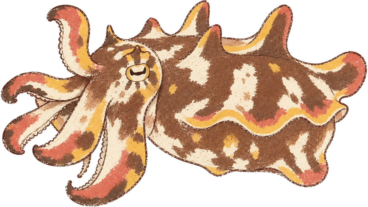 Flamboyant cuttlefish, original illustration