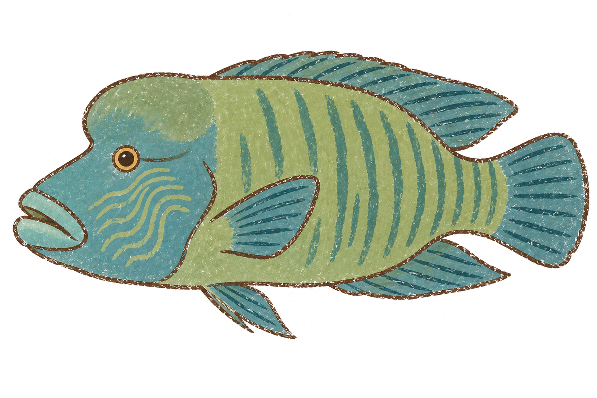 Humphead Māori wrasse, original illustration