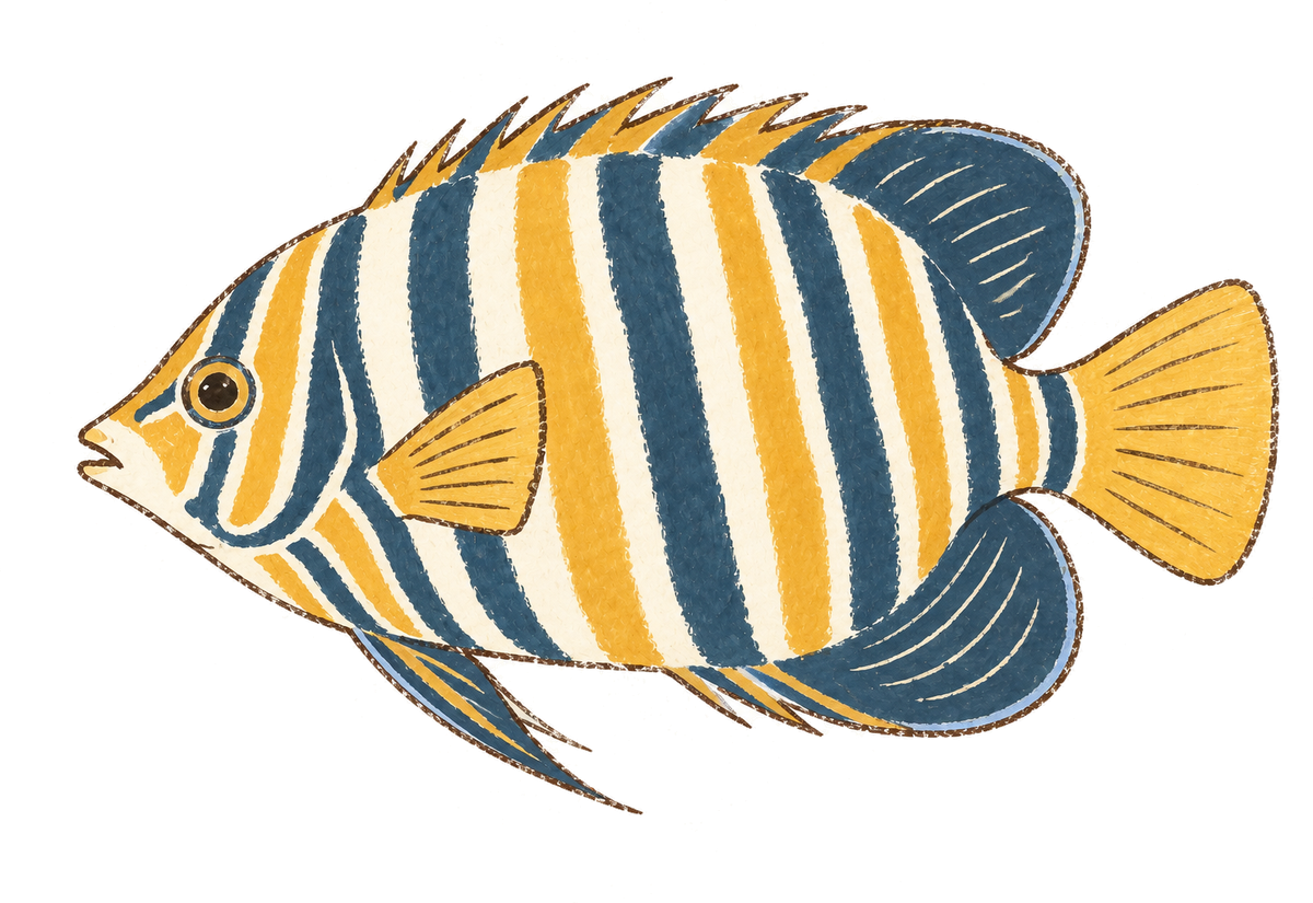 Regal angelfish, original illustration