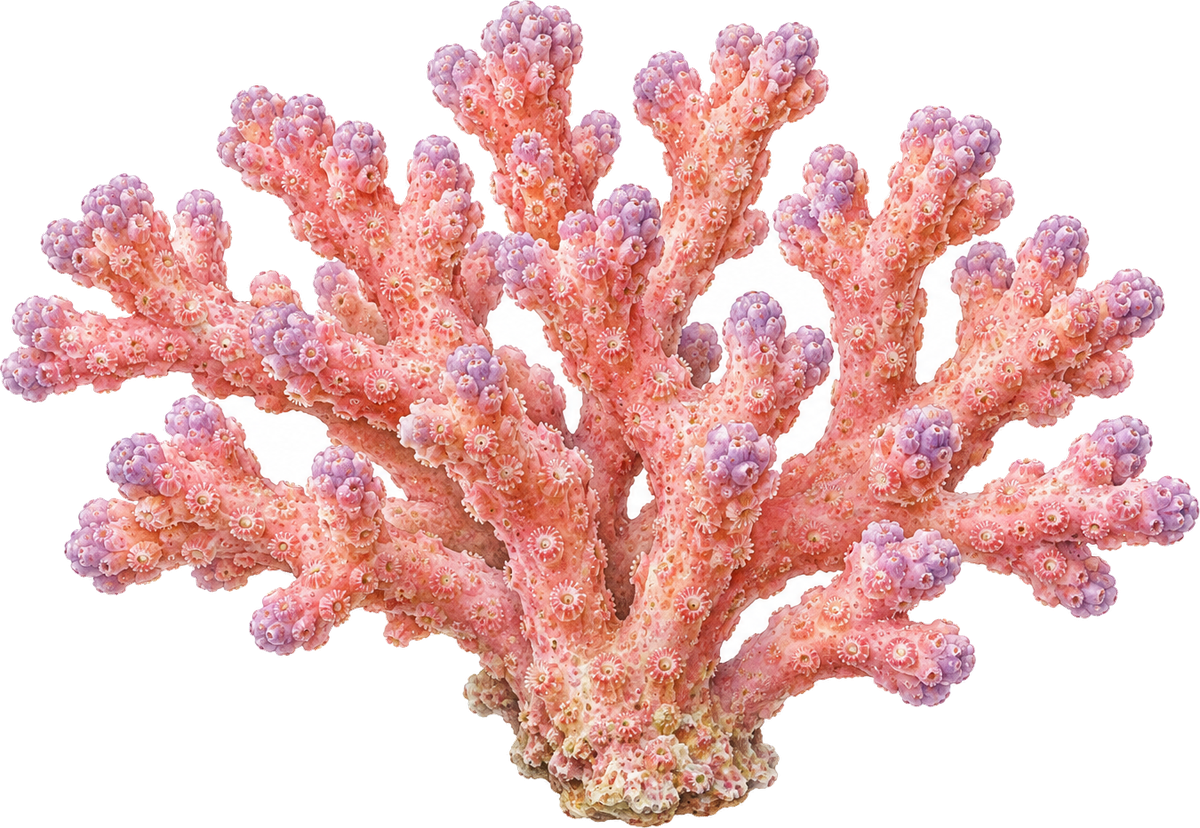 Branching coral, original illustration