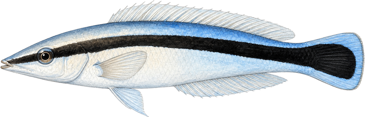 Bluestreak cleaner wrasse, original illustration
