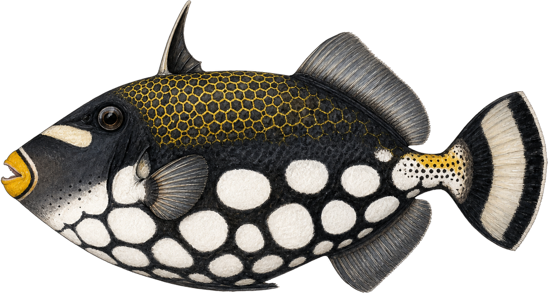 Clown triggerfish, original illustration