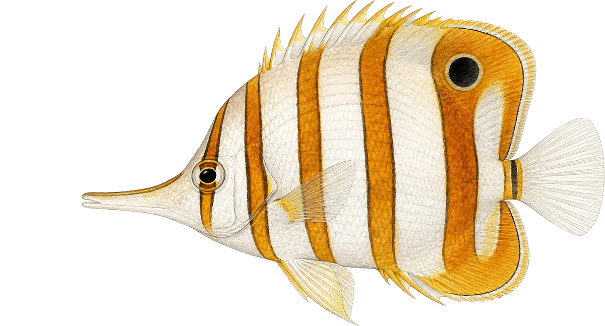 Copperband butterflyfish, original illustration