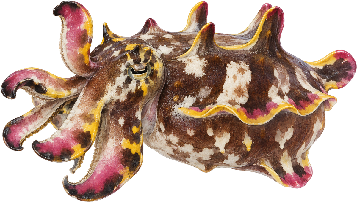 Flamboyant cuttlefish, original illustration