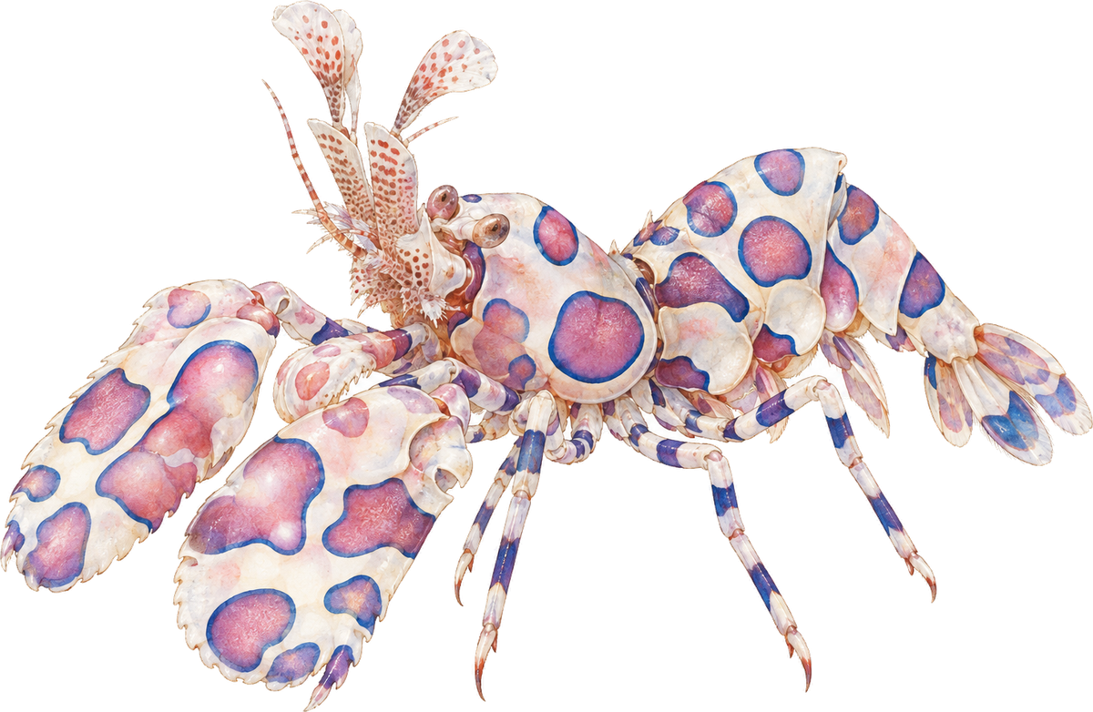Harlequin shrimp, original illustration