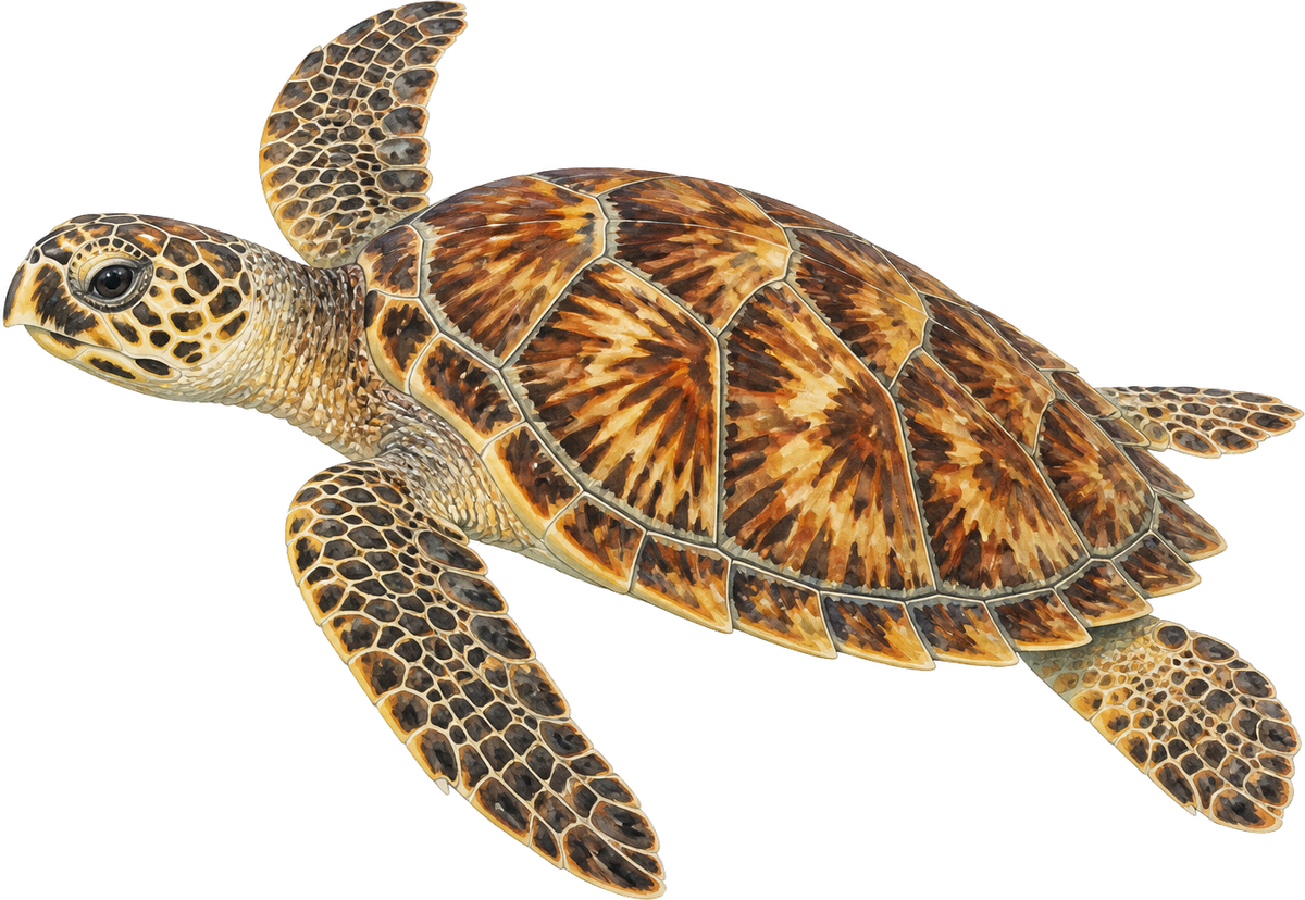 Hawksbill turtle, original illustration