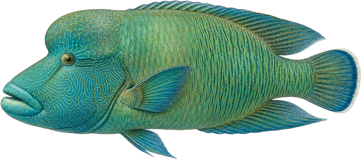 Humphead Māori wrasse, original illustration