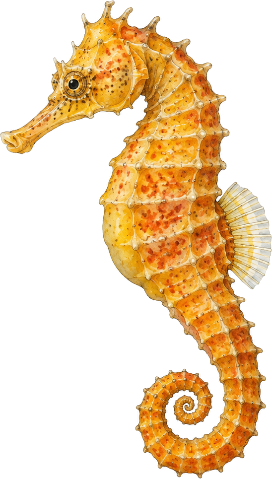 Longsnout seahorse, original illustration