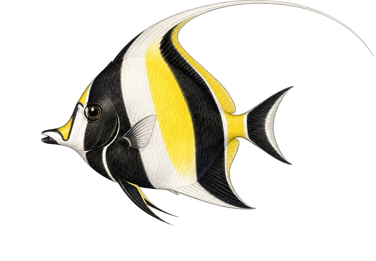 Moorish idol, original illustration