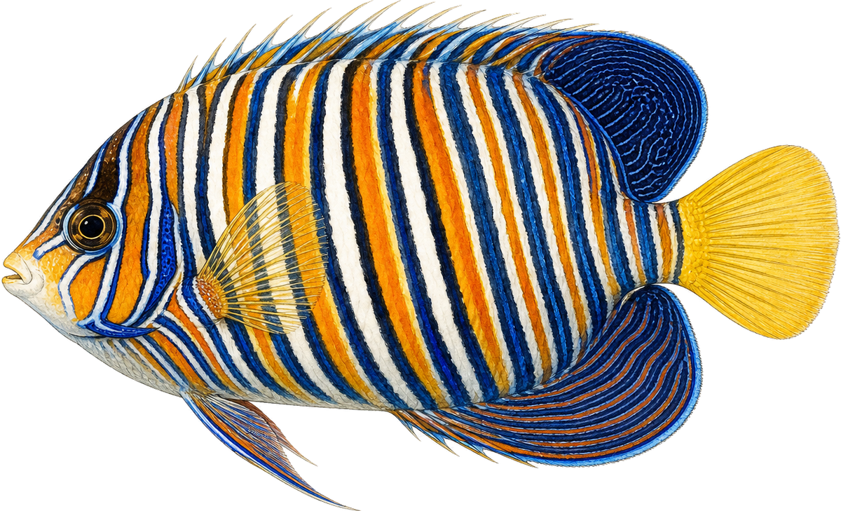 Regal angelfish, original illustration