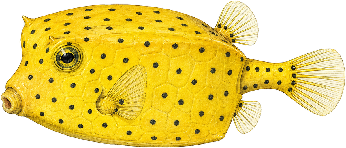 Yellow boxfish, original illustration
