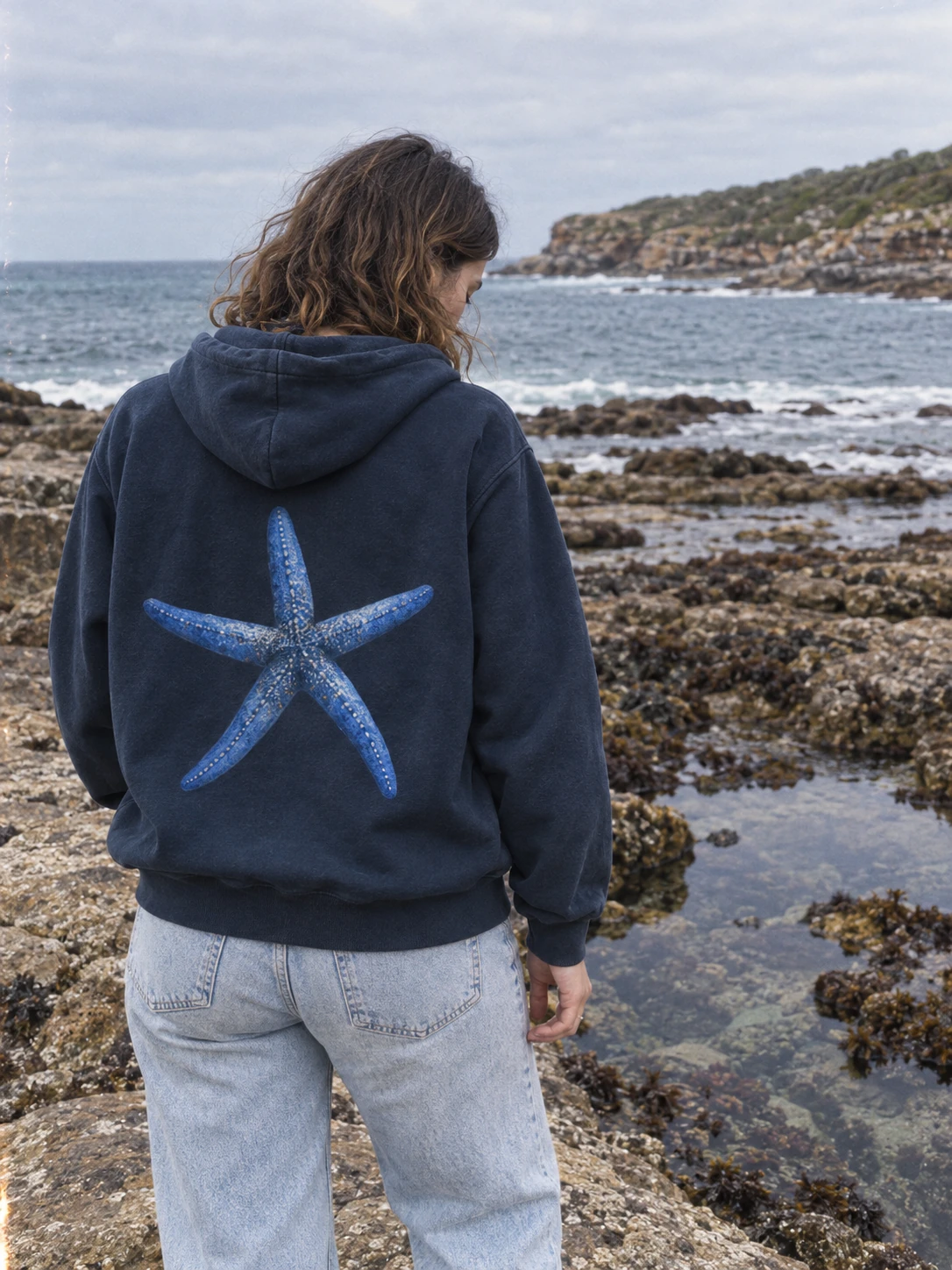 Blue starfish Bit of Warmth hoodie in Navy