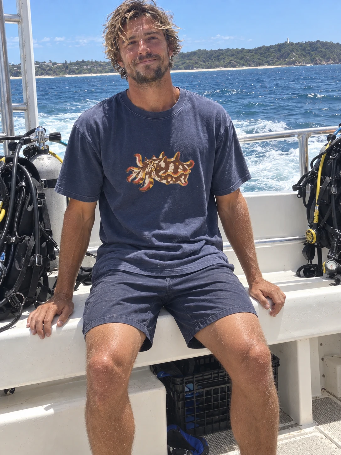 Flamboyant cuttlefish Little Shoal t-shirt in Navy