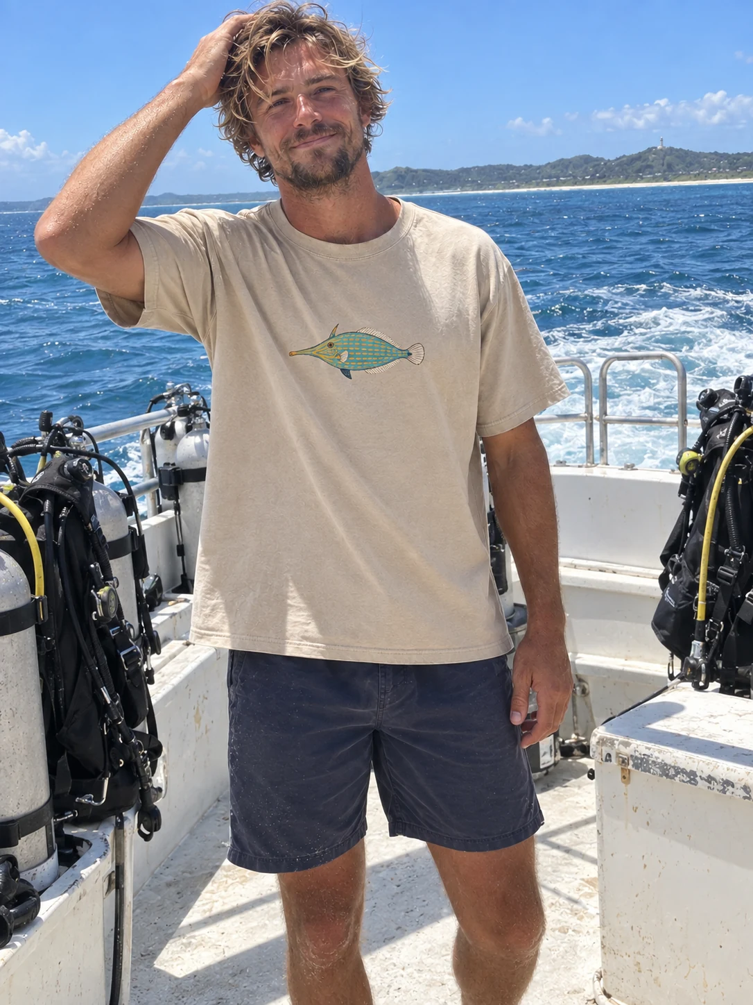 Orange-spotted filefish Little Shoal t-shirt in Washed sand