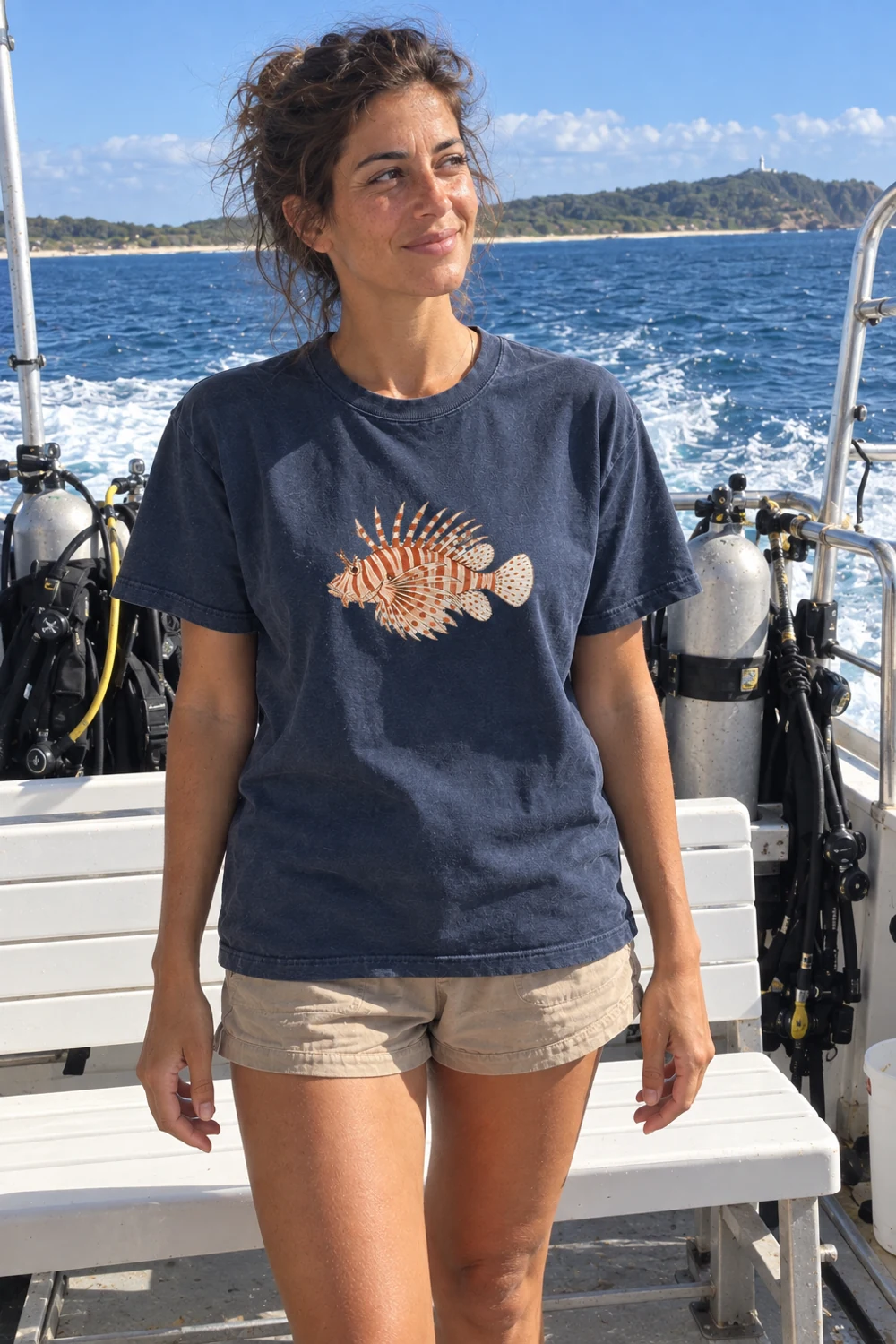 Red lionfish Little Shoal t-shirt in Navy