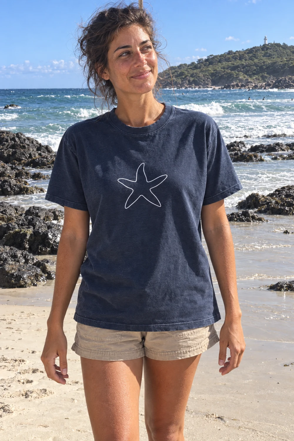 Blue sea star Night Dive t-shirt in Navy