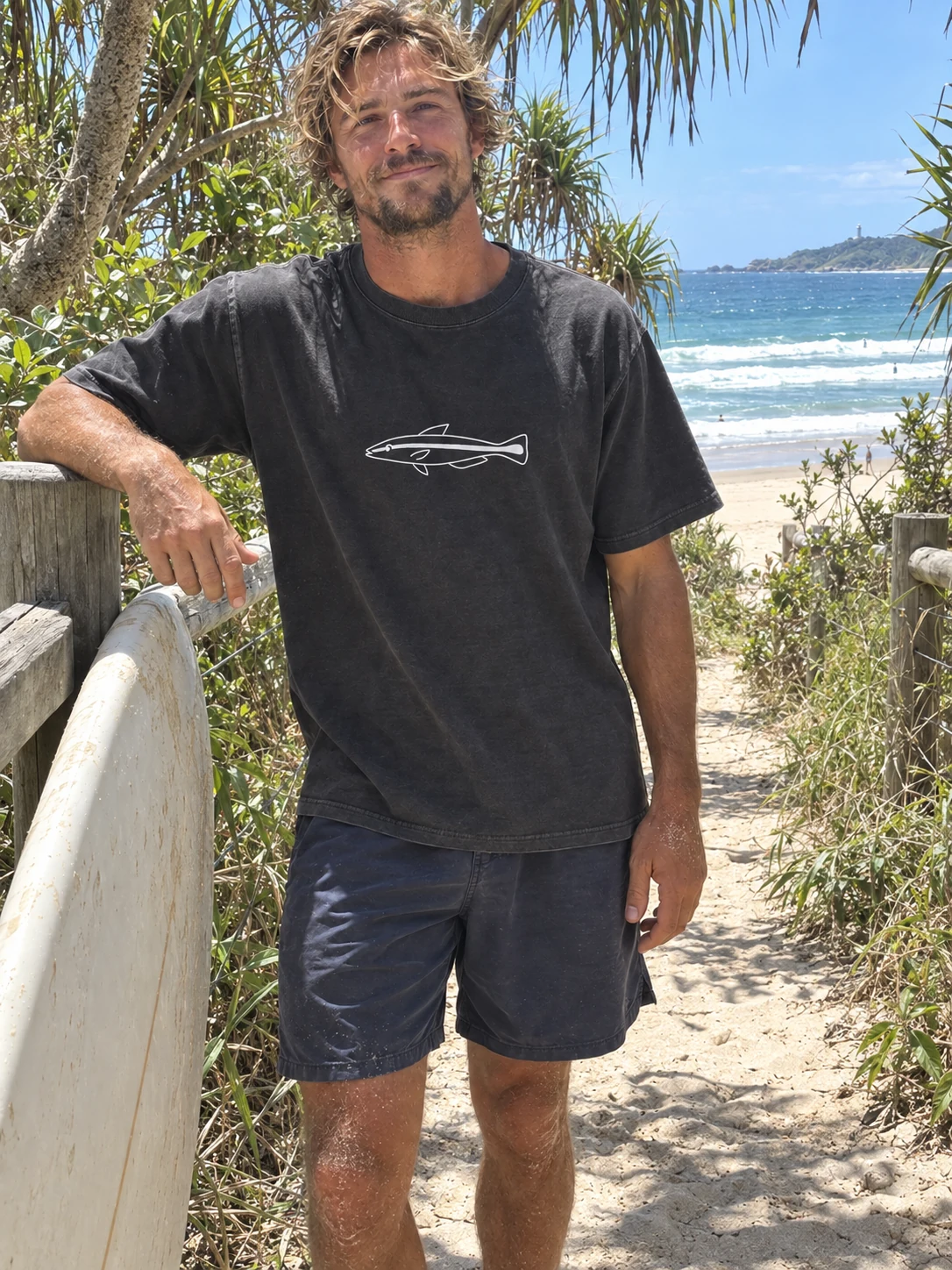 Bluestreak cleaner wrasse Night Dive t-shirt in Washed black