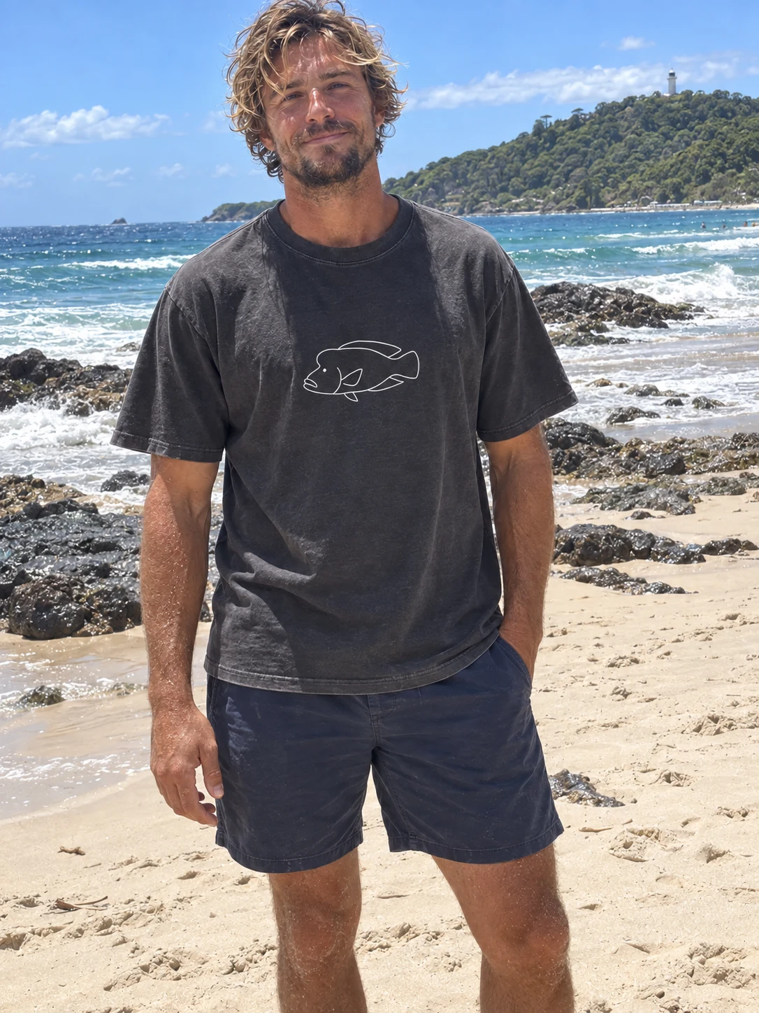 Humphead Māori wrasse Night Dive t-shirt in Washed black