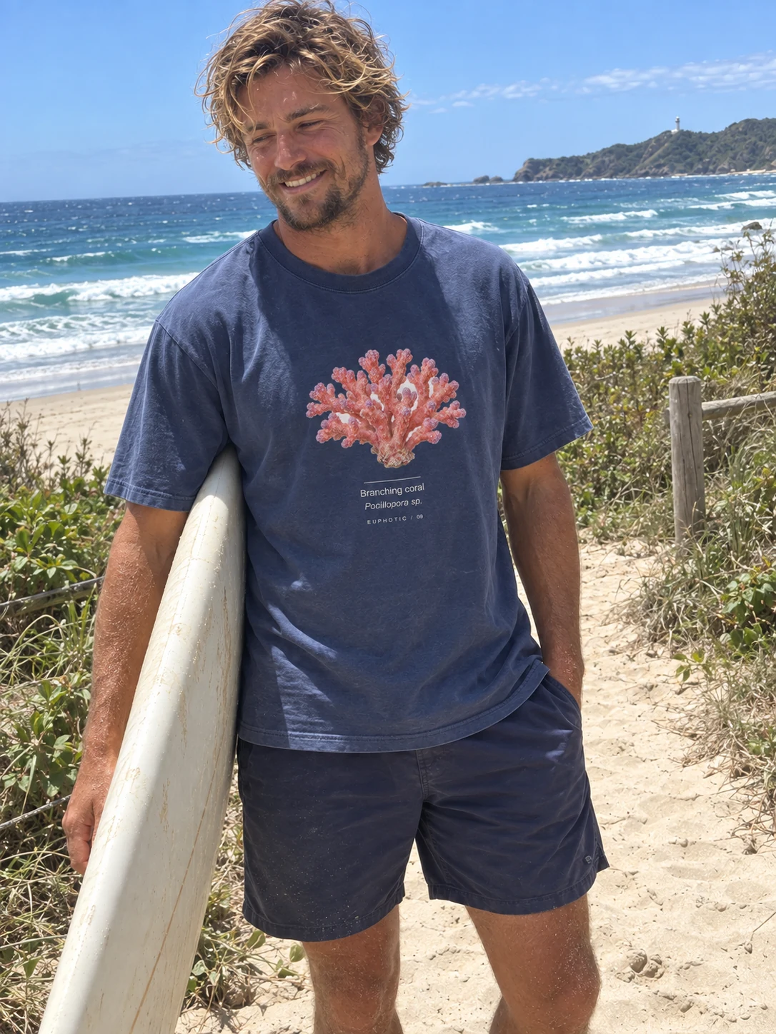 Branching coral Reef Plates t-shirt in Navy