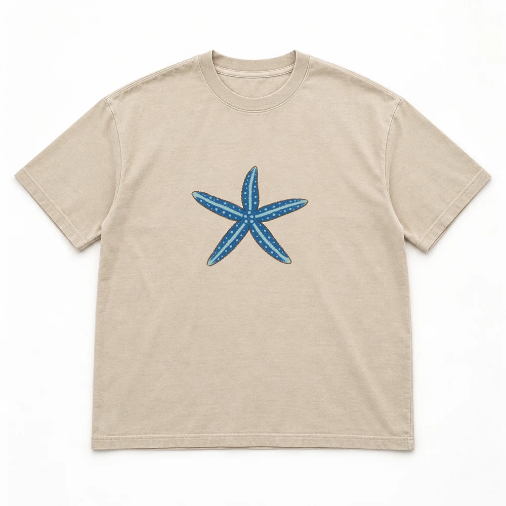 Blue sea star Little Shoal tee in Washed sand