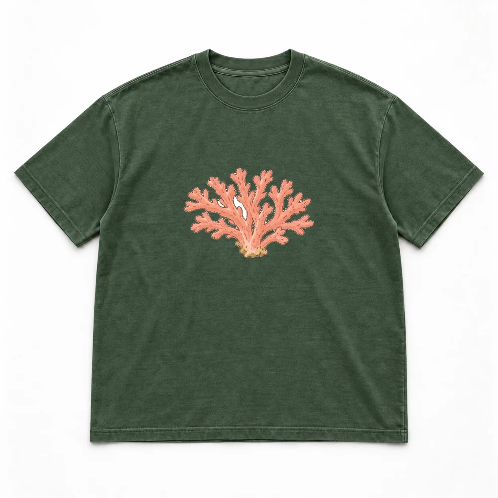 Branching coral, Forest green tee