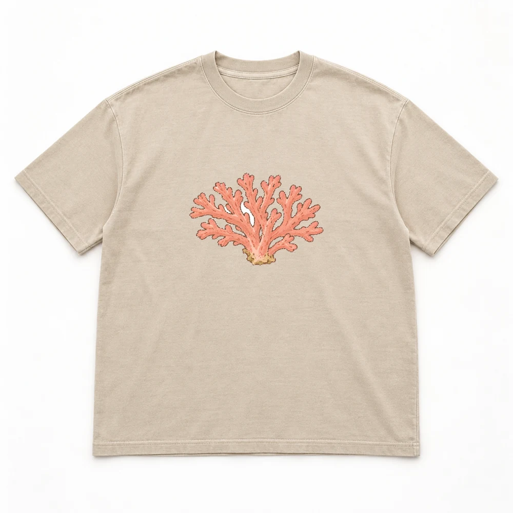 Branching coral Little Shoal tee in Washed sand