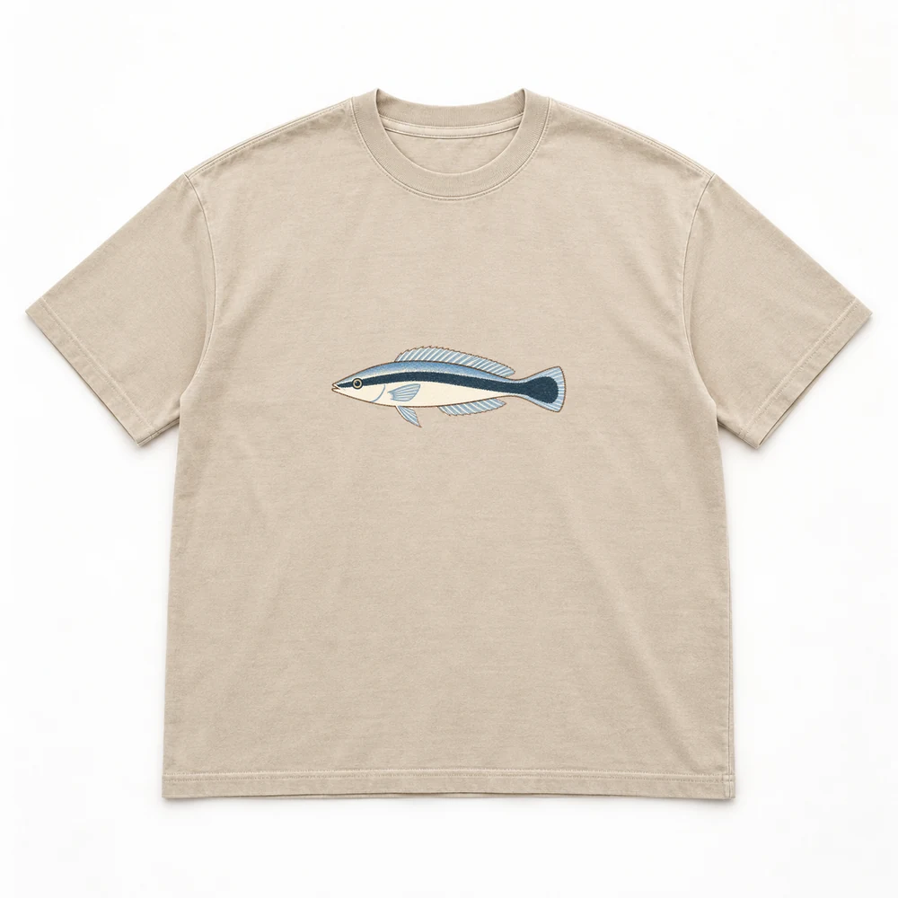 Bluestreak cleaner wrasse Little Shoal tee in Washed sand