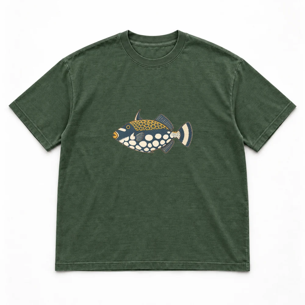 Clown triggerfish, Forest green tee
