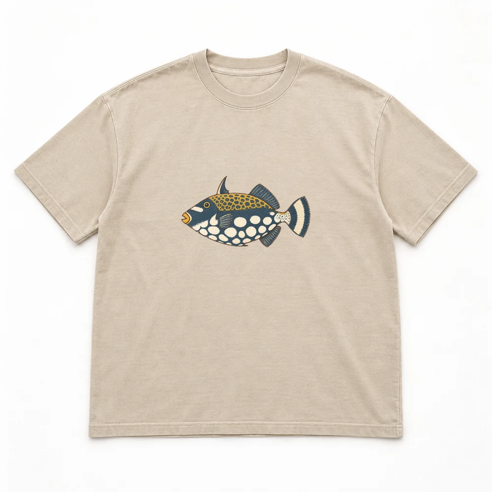 Clown triggerfish Little Shoal tee in Washed sand