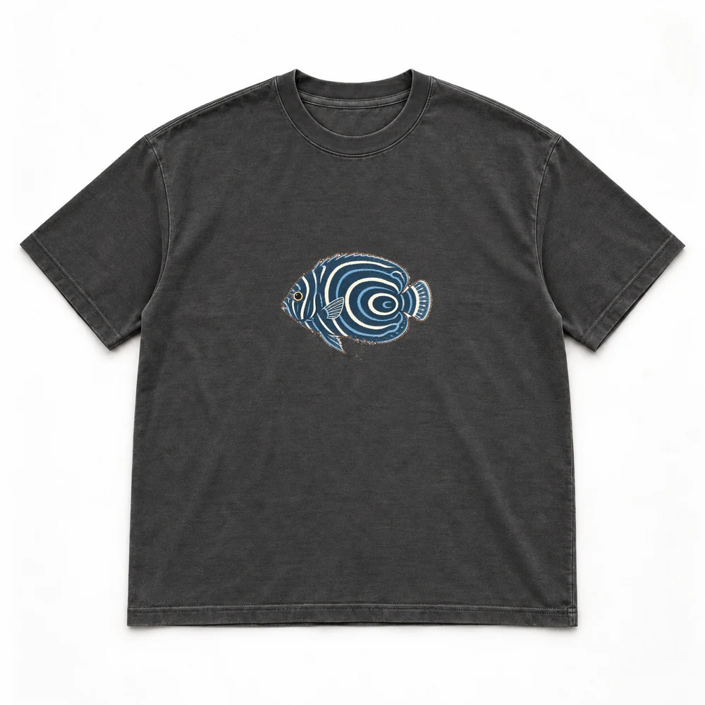 Emperor angelfish · Juvenile, Washed black tee