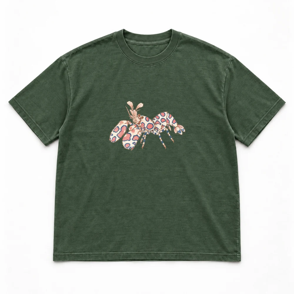 Harlequin shrimp, Forest green tee