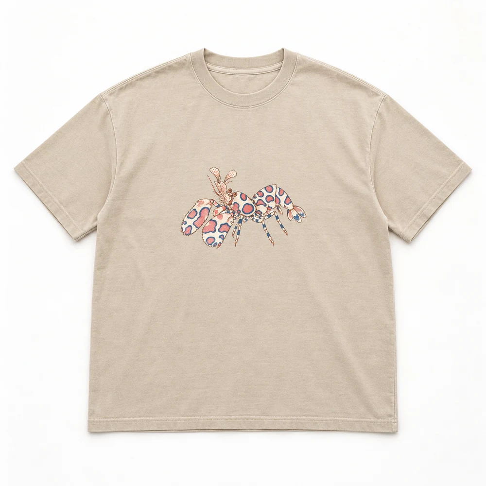 Harlequin shrimp Little Shoal tee in Washed sand