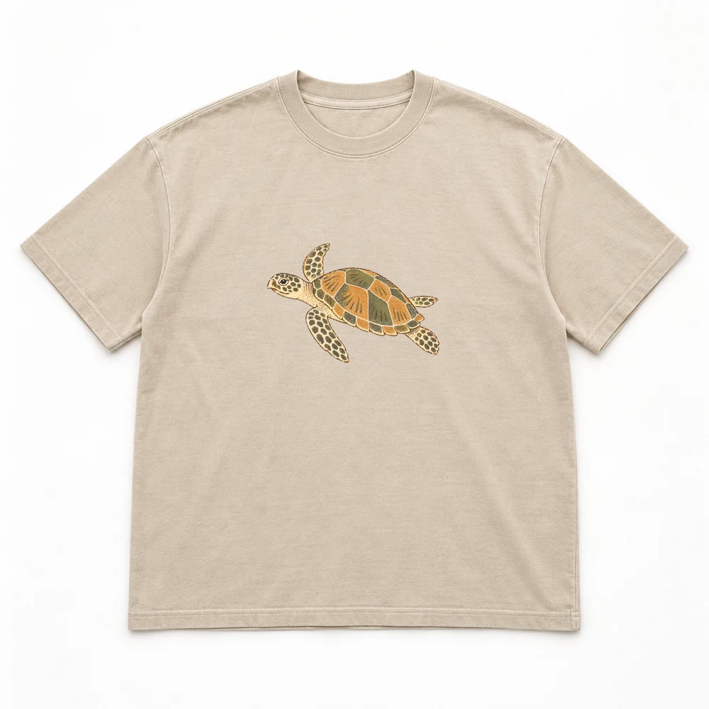 Hawksbill turtle Little Shoal tee in Washed sand