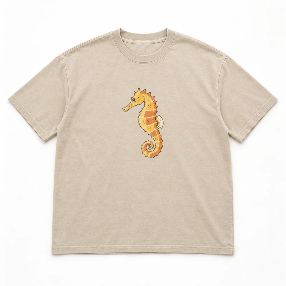 Longsnout seahorse Little Shoal tee in Washed sand