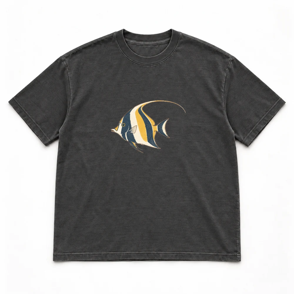 Moorish idol, Washed black tee