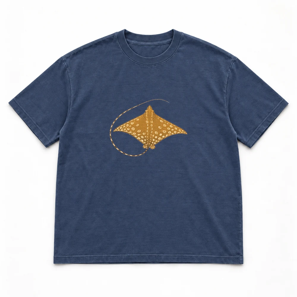 Ornate eagle ray, Navy tee