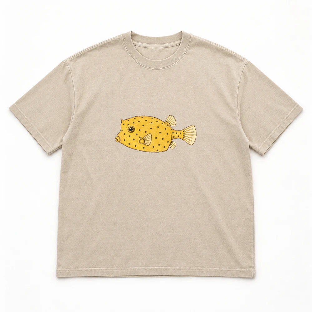 Yellow boxfish Little Shoal tee in Washed sand
