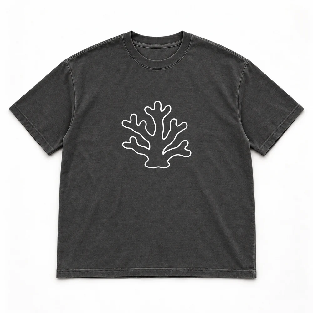Branching coral Night Dive tee in Washed black