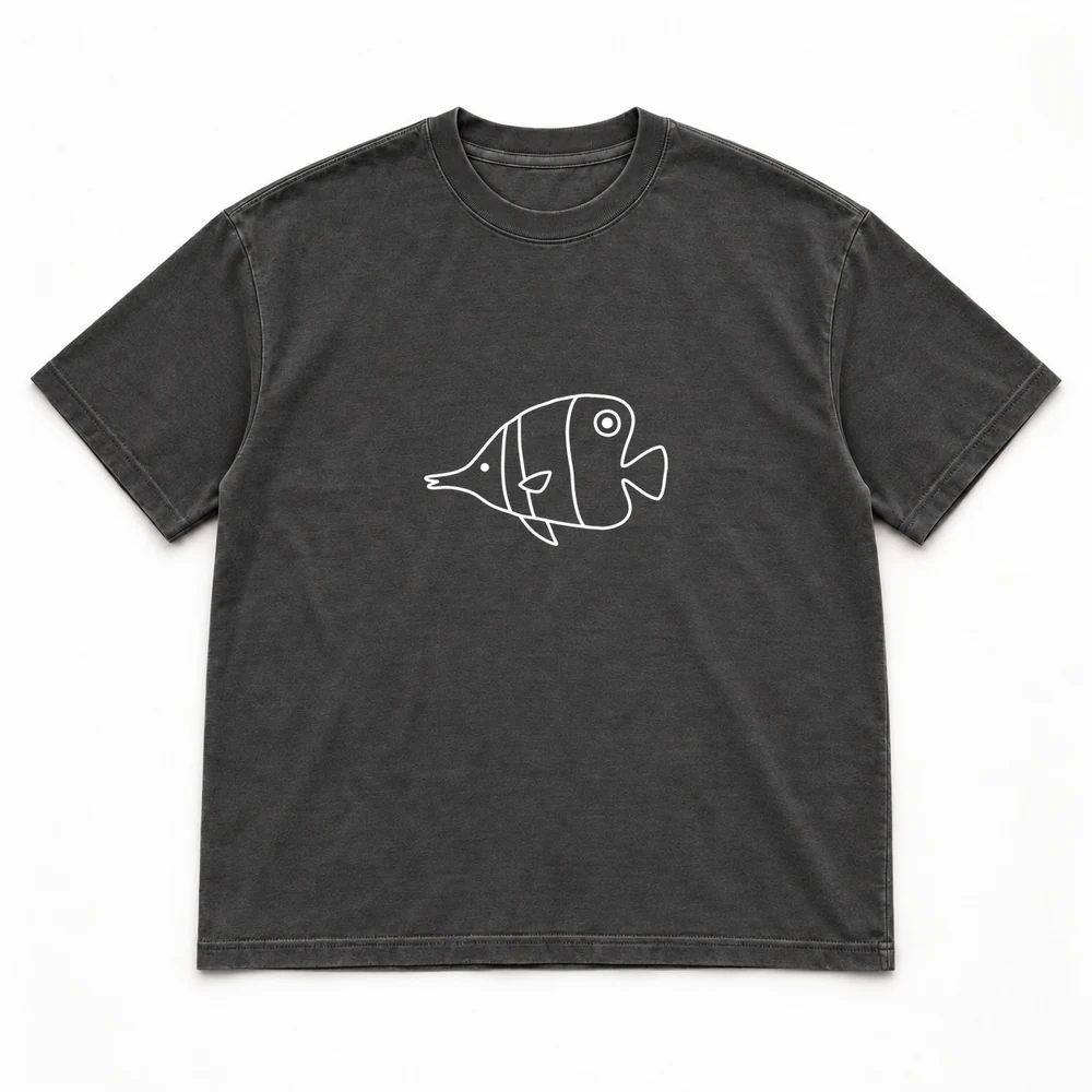 Copperband butterflyfish Night Dive tee in Washed black