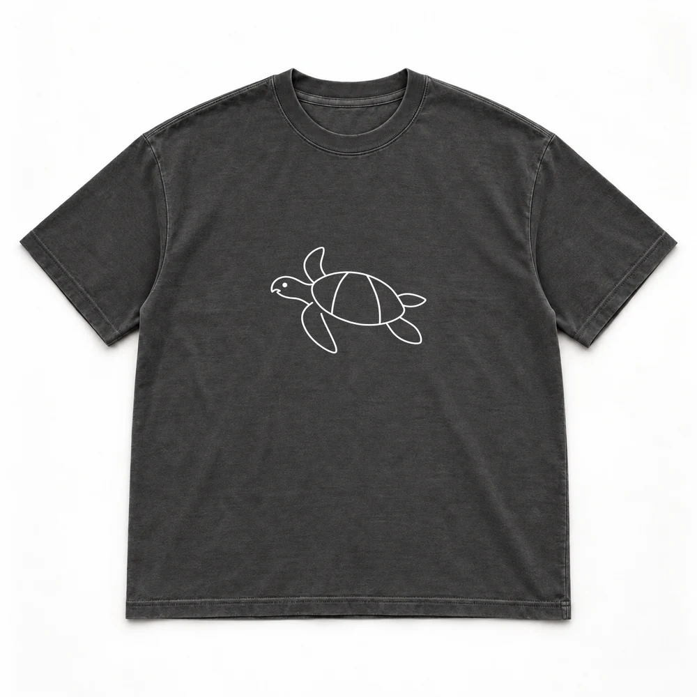 Hawksbill turtle Night Dive tee in Washed black