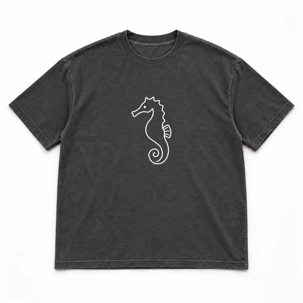 Longsnout seahorse Night Dive tee in Washed black