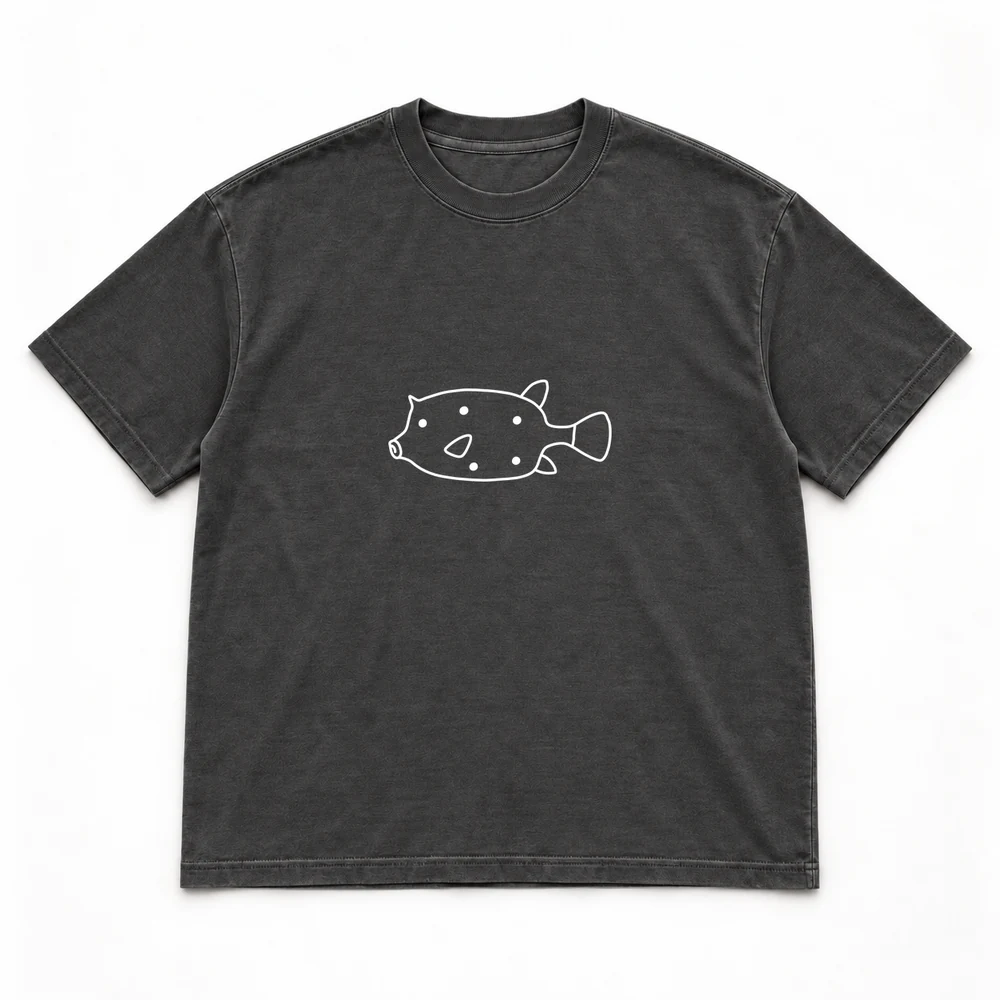 Yellow boxfish Night Dive tee in Washed black