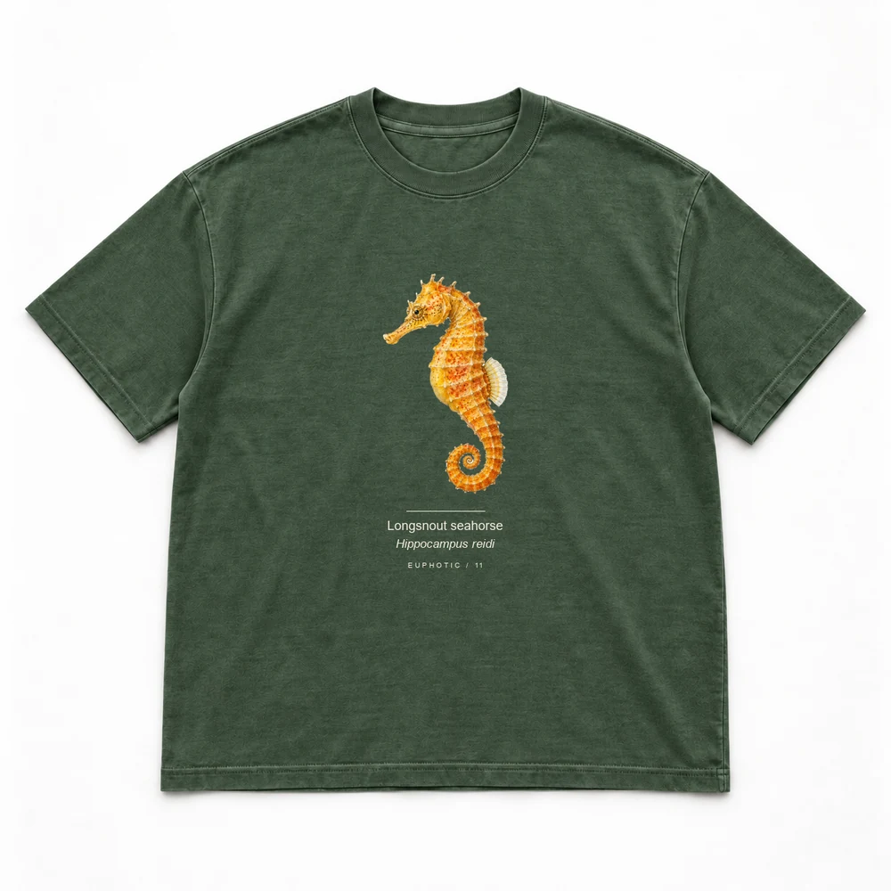 Longsnout seahorse, Forest green tee