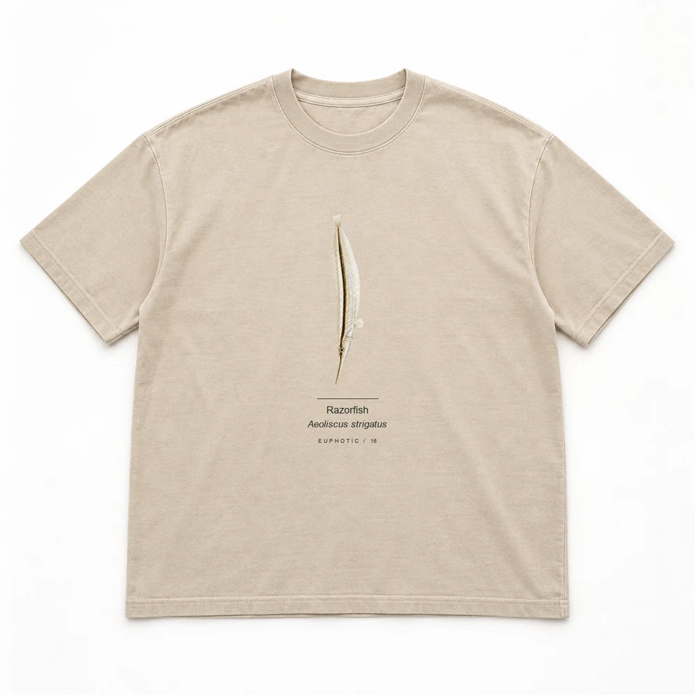 Razorfish Reef Plates tee in Washed sand