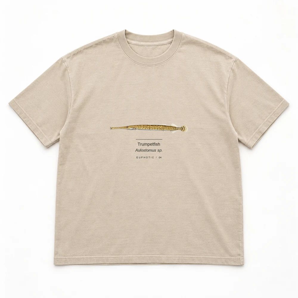 Trumpetfish Reef Plates tee in Washed sand